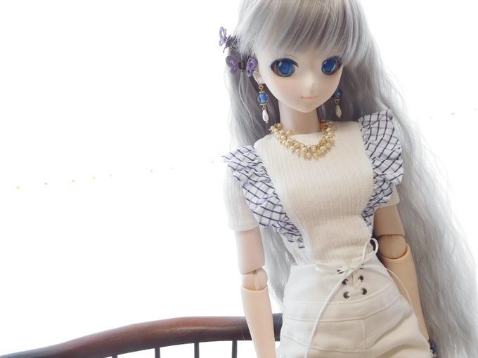 JAPANヴィンテージ花ガラスのドール用ノンホールピアス