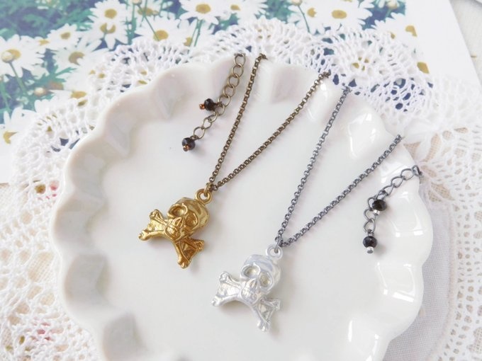 ドクロチャームのドール用ネックレス