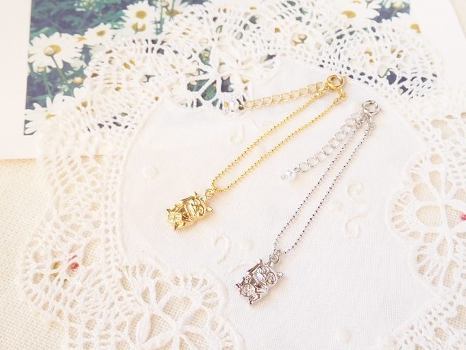 招き猫チャームのドール用ネックレス