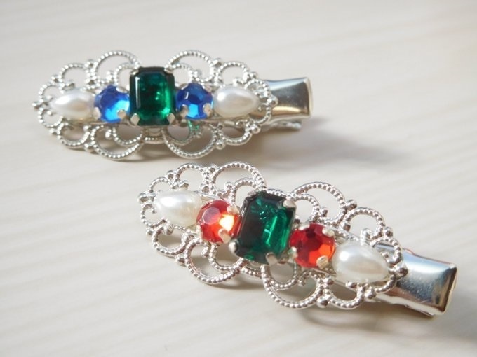 チェコヴィンテージジュエルヘアクリップ