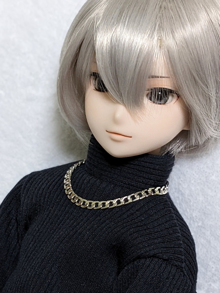 太め喜平チェーンのドール用セミロングネックレス