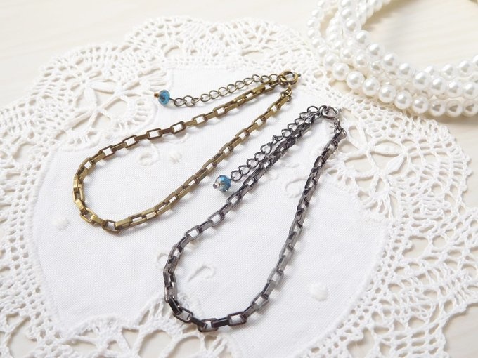 スクエアチェーンのドール用セミロングネックレス