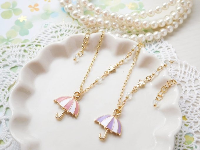 エポ傘チャームのドール用アシンメトリーネックレス