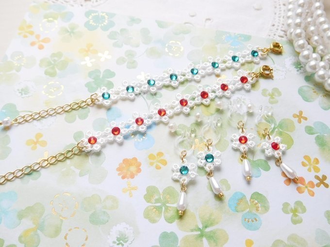 ラインストーンフラワーレースのドール用アクセサリーセット