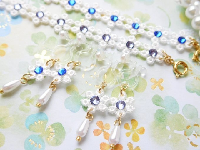 ラインストーンフラワーレースのドール用アクセサリーセット