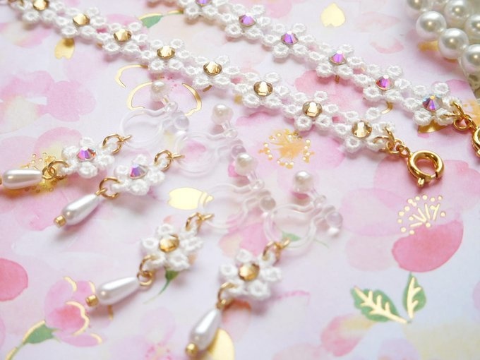 ラインストーンフラワーレースのドール用アクセサリーセット