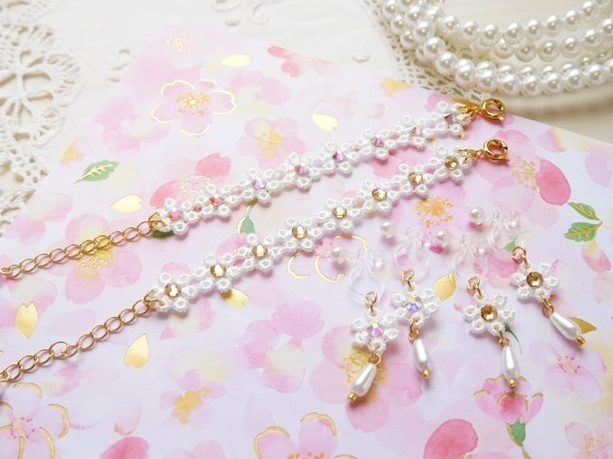 ラインストーンフラワーレースのドール用アクセサリーセット