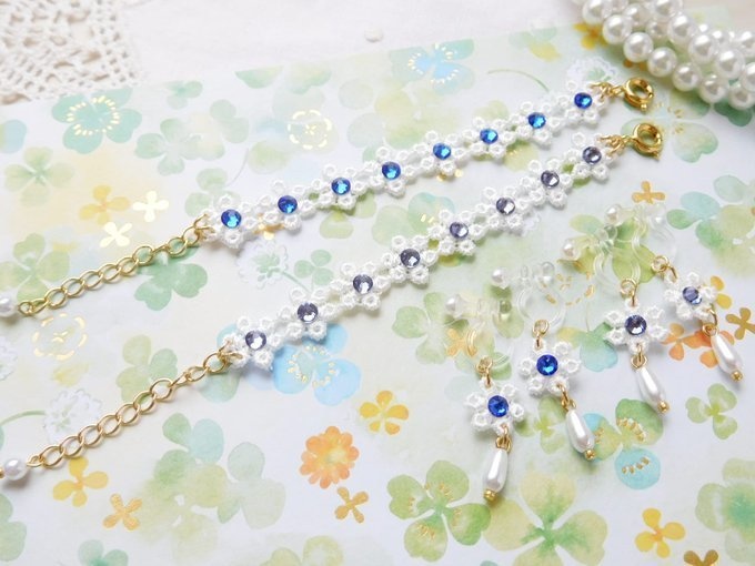 ラインストーンフラワーレースのドール用アクセサリーセット