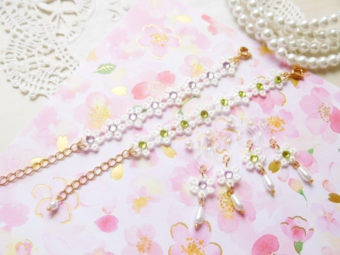 ラインストーンフラワーレースのドール用アクセサリーセット