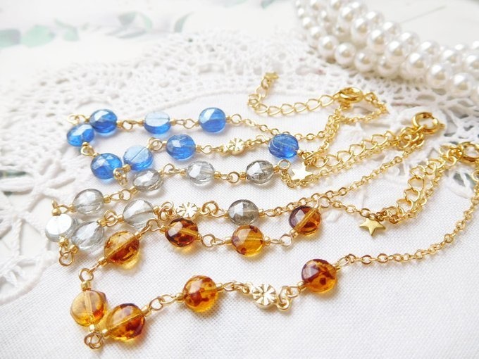 フランスヴィンテージpuffのドール用セミロングネックレス【ラウンド】