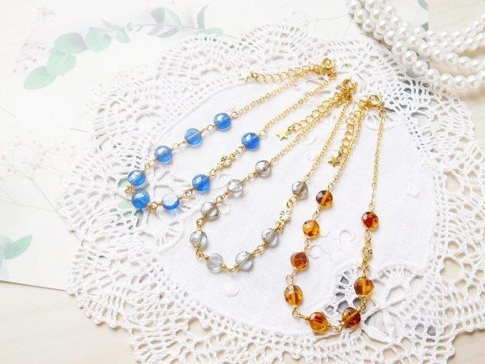 フランスヴィンテージpuffのドール用セミロングネックレス【ラウンド】