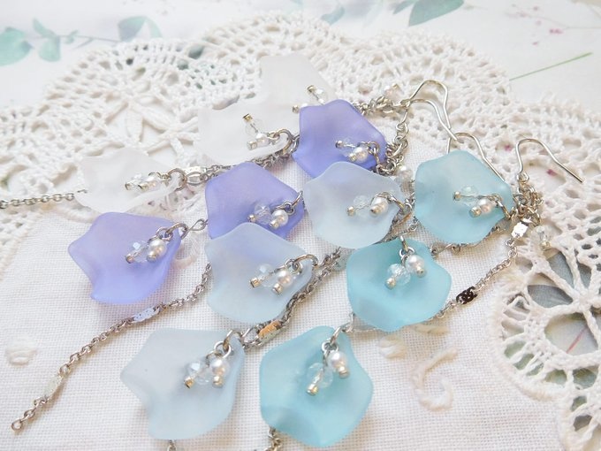 薔薇花弁のドール用ウィッグピアス