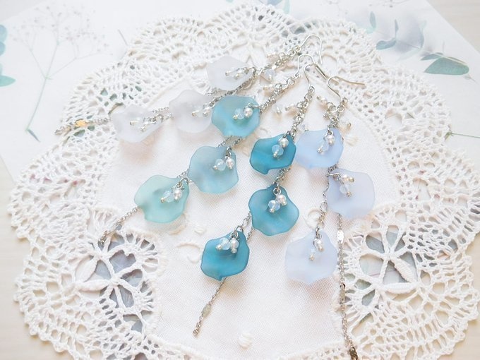 薔薇花弁のドール用ウィッグピアス