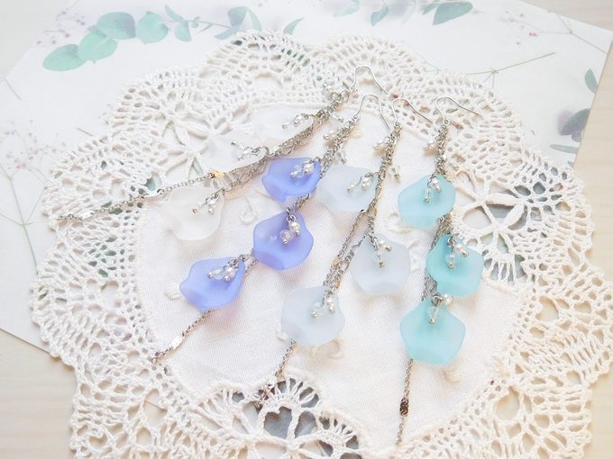 薔薇花弁のドール用ウィッグピアス