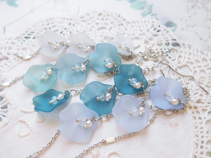 薔薇花弁のドール用ウィッグピアス