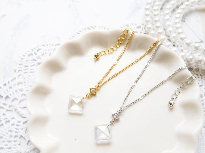 菱繋ぎガラスのドール用セミロングネックレス