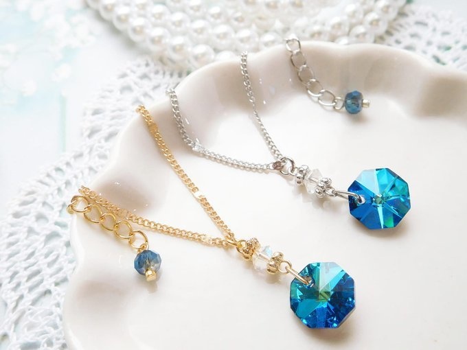 バミューダブループレシオサオクタゴンのドール用セミロングネックレス