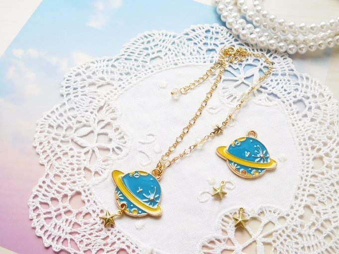 エポ惑星と揺れる星のドール用アシンメトリーネックレス