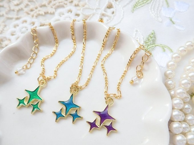 エポキラキラチャームのドール用セミロングネックレス