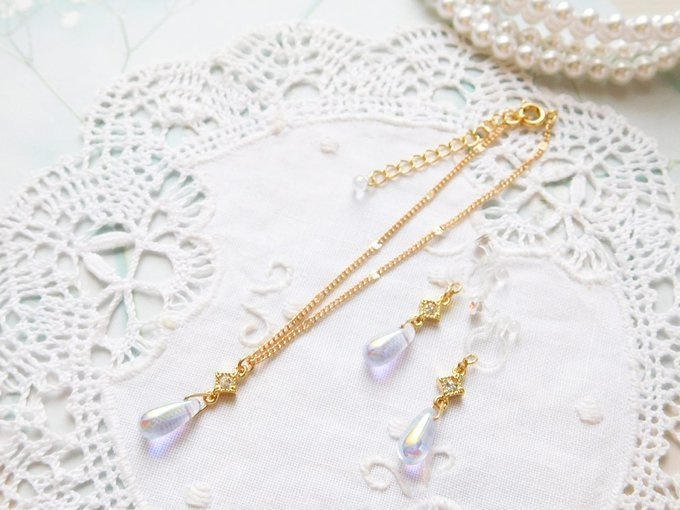 CZオーロラ雫と菱ジュエルのドール用アクセサリーセット