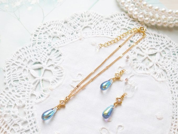 CZオーロラ雫と菱ジュエルのドール用アクセサリーセット