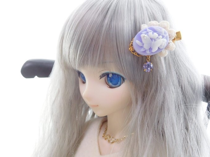 蝶カメオとクリスタライズのヘアクリップ 蝶カメオとクリスタライズのヘアク