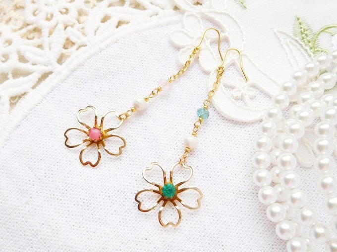 スカシ桜のドール用ウィッグピアス