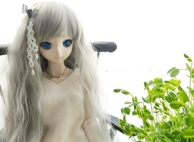 ラインストーンお花レースのドール用ウィッグピアス