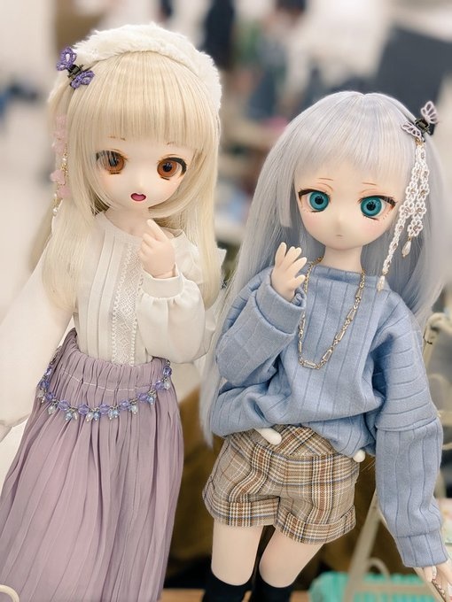 ラインストーンお花レースのドール用ウィッグピアス