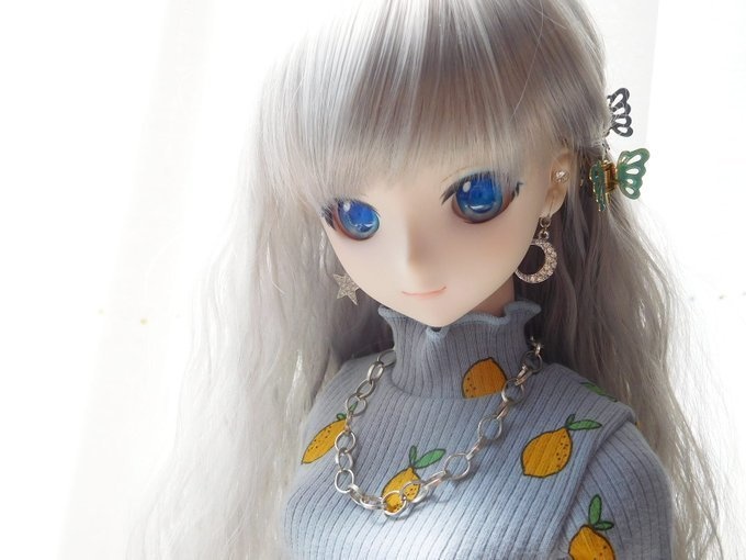 シルバーチェーンのドール用セミロングネックレス