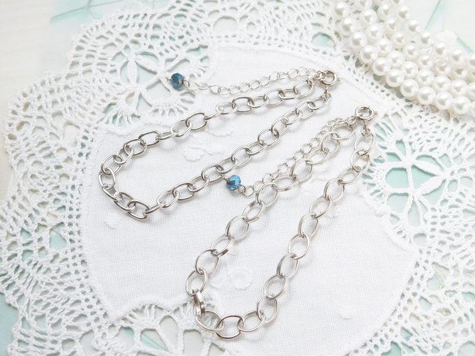 シルバーチェーンのドール用セミロングネックレス