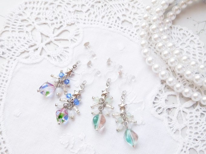 CZバイコーンと銀星しゃらんらドール用ノンホールピアス