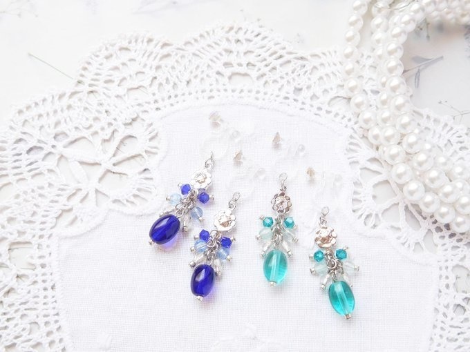 CZナツメと銀花のしゃらんらドール用ノンホールピアス