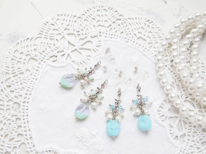 CZクロスカットと銀星しゃらんらドール用ノンホールピアス