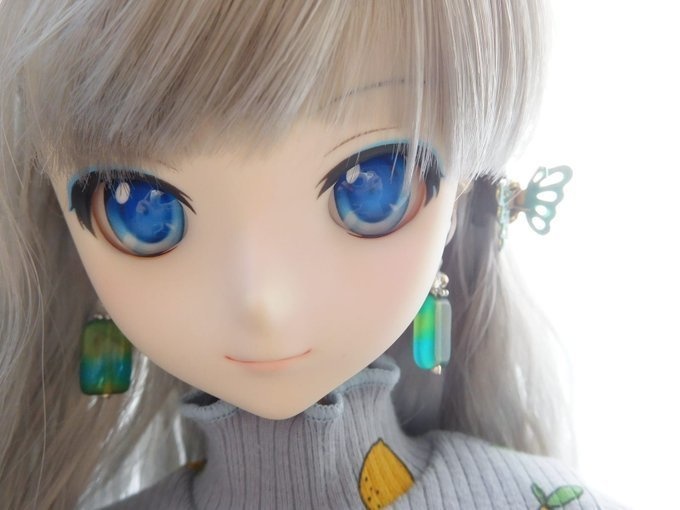 CZレクタングルカットのドール用ノンホールピアス