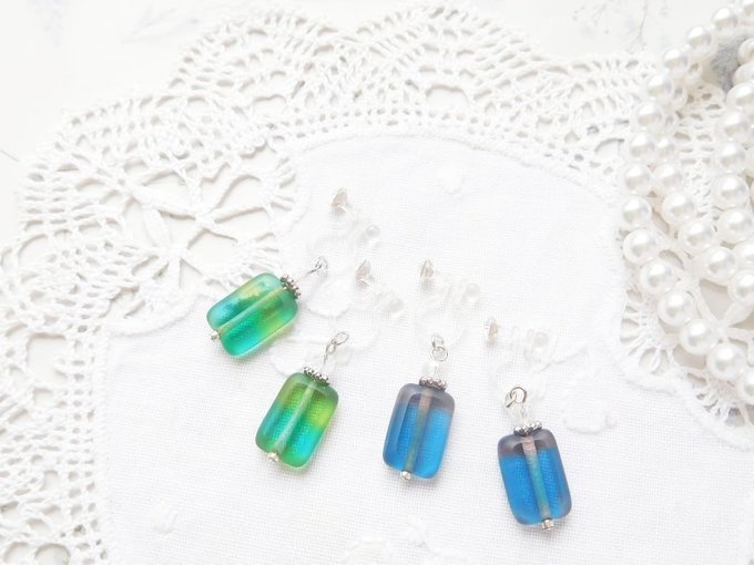 CZレクタングルカットのドール用ノンホールピアス