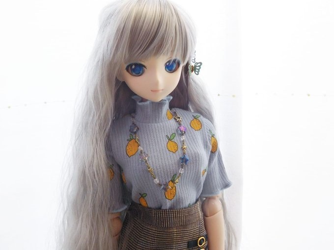 ガラススター繋ぎのドール用ロングネックレス