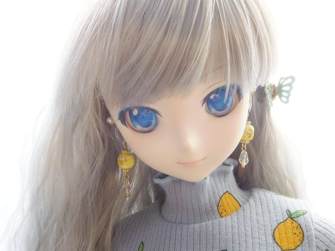  JAPANヴィンテージ花キューブガラスのドール用ノンホールピアス