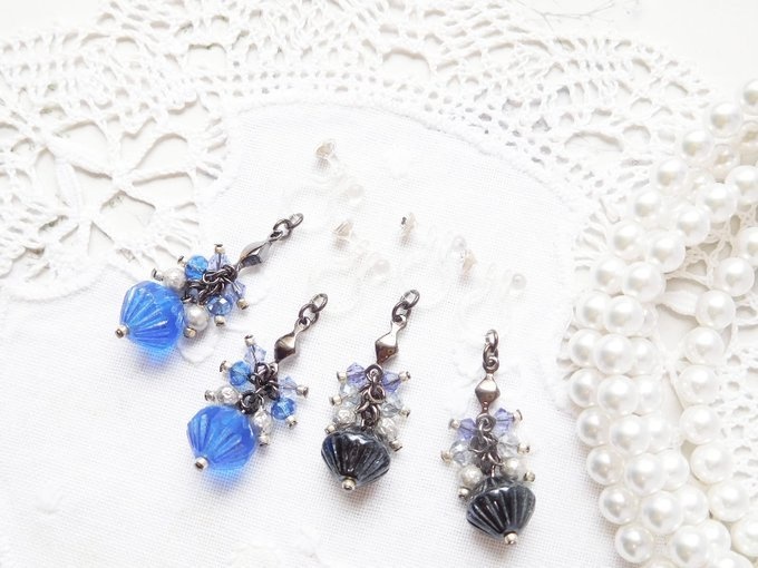 黒菱フルーテットのしゃらんらドール用ノンホールピアス