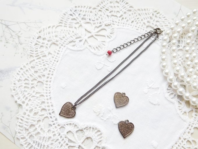 ブラックハートのドール用セミロングネックレス