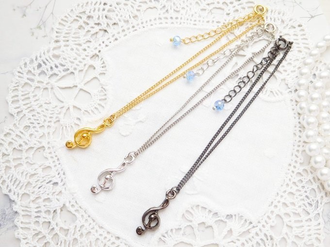 ト音記号のドール用セミロングネックレス