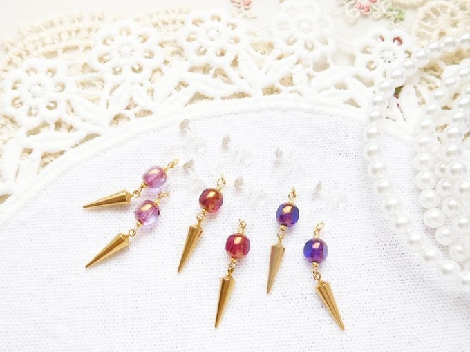 CZスリーカットと尖りのドール用ノンホールピアス