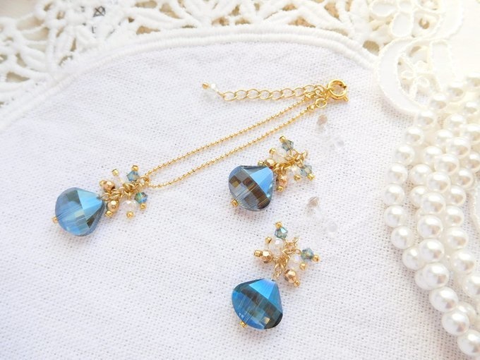 ブルーガラスシェルドロップしゃらんらドール用アクセサリーセット