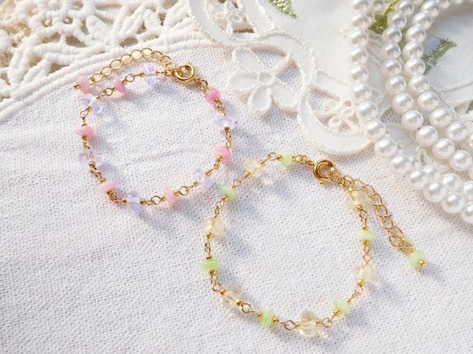 春色ガラスビーズ繋ぎのドール用チョーカー