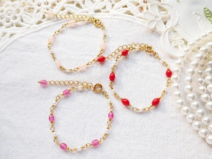 芝桜ビーズ繋ぎのドール用チョーカー