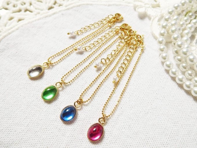 カラフルオーバルカボションのドール用ネックレスG