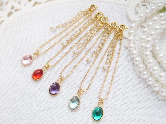 カラフルオーバルカボションのドール用ネックレスG