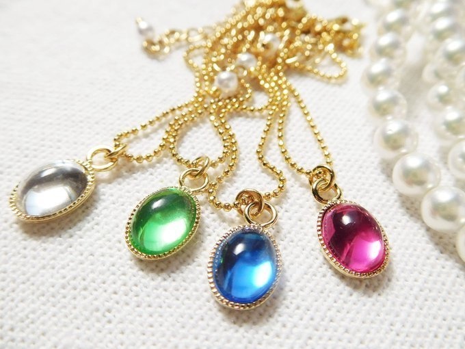 カラフルオーバルカボションのドール用ネックレスG