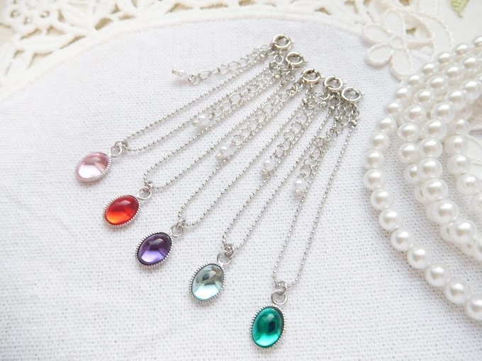 カラフルオーバルカボションのドール用ネックレスR