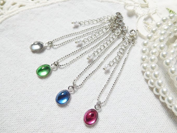 カラフルオーバルカボションのドール用ネックレスR